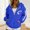 Blue, variant on Women’s Quarter Zip Hoodie, Oversized Gameday Football Graphic Sweatshirt with Kangaroo Pocket, Drop Shoulder Athletic Pullover Top Beige L