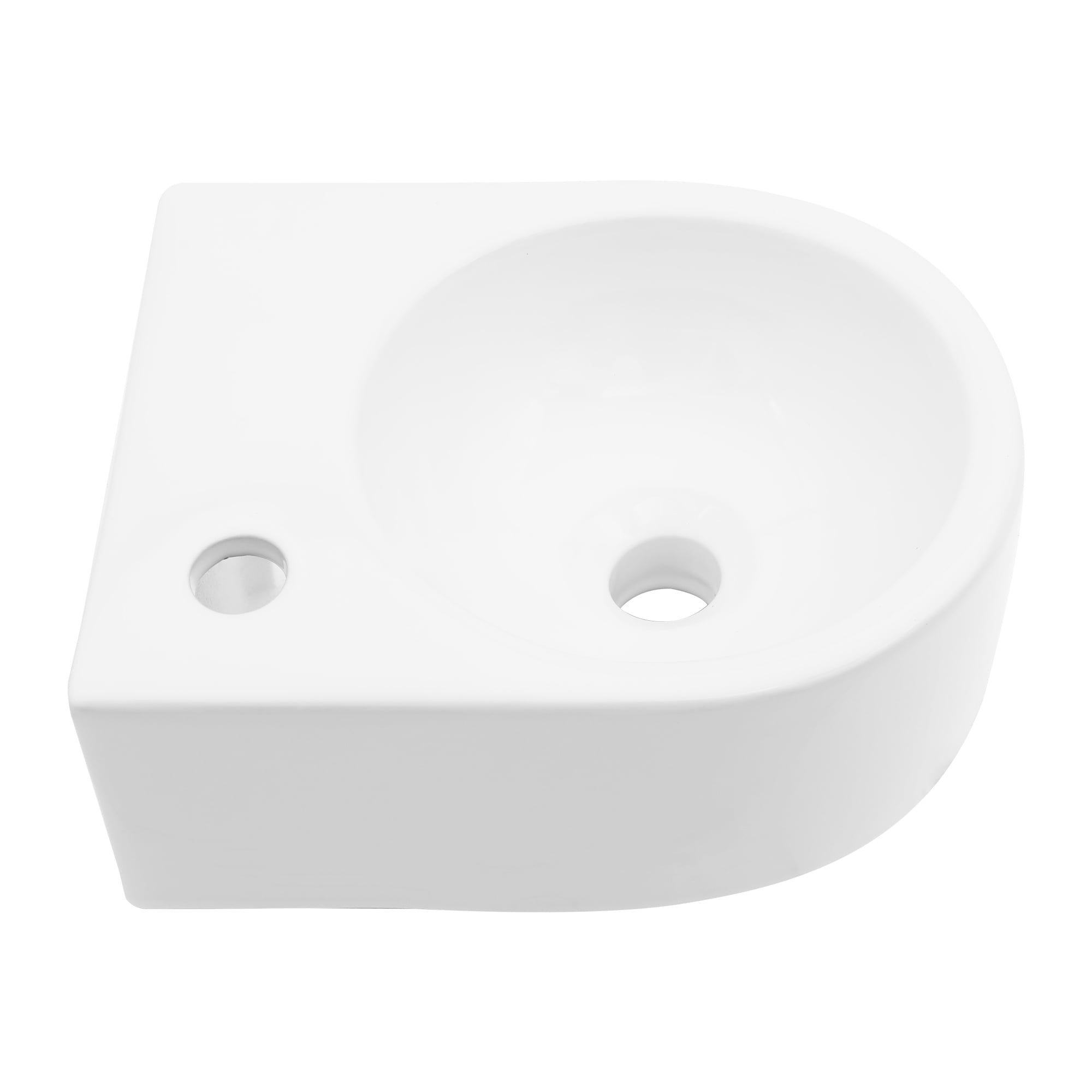 13"×10.44"×4.75" White Ceramic Rectangle Wall-Mount Bathroom Sink with Single Faucet Hole