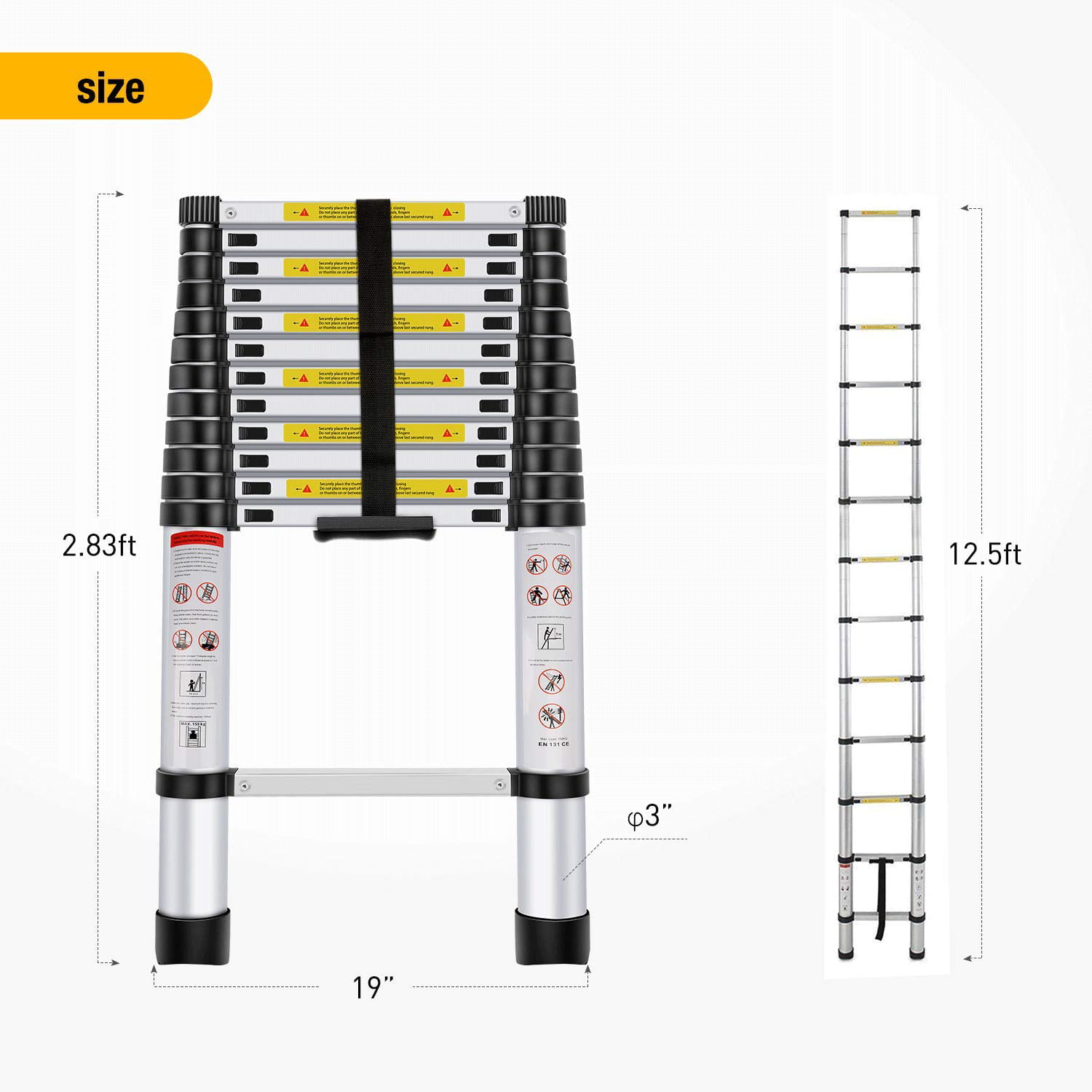 Generic .dder Duty ty tens Ladder Extension Exten Multi-Purpose Aluminium Telescopic luminium Extendable Heavy pose Alu 
