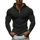 thumbnail image 2 of pstuiky hombres de manga larga, Suéter de punto suelto para hombre, sudadera informal de manga larga con capucha, color liso, sudadera con capucha de manga larga para hombre l, 2 of 7