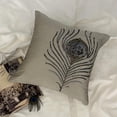 thumbnail image 3 of The HomeCentric Grey Pillow Cases Art Deco Floral Throw Pillows Cover Throw Pillow Covers Pack of 2 12x12 inch (30x30 cm) Art Silk Square Throw Pillows Cover Peacock Pillows Cover Birds - Peacock, 3 of 10