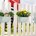 thumbnail image 5 of 3Pcs/Set Metal Railing Planter,Oval Hanging Flower Pot,Iron Plant Planter Baskets,Outdoor Iron Fence Bucket with Drainage Hole,for Patio Garden Home Decor (Light Blue), 5 of 7