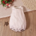 thumbnail image 6 of Toddler One-Piece Bubble Oneises Cotton Sleeveless Button Stripes Jumpsuit Summer Comfy Romper Boys Girls (1 Month, Beige), 6 of 9