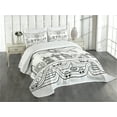 thumbnail image 3 of Ambesonne Detroit Quilted Bedspread Set 3 Pcs, Building Letter Balloon, King Size, Black and White, 3 of 5