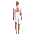 thumbnail image 2 of inlzdz Womens Shiny Rhinestone Lyrical Dance Leotards Short Sleeve Ruched Mesh Splice Figure Ice Skating Dress White S, 2 of 6