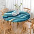 thumbnail image 3 of Blue Gold Marble Pattern Round Fitted Tablecloth with Elastic Edge,Dining Table Cover Waterproof,Outdoor Round Tablecloth for Camping,Dining,Indoor and Outdoor, 3 of 7
