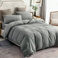 thumbnail image 4 of Pure Era Duvet Cover Set 100% Jersey Knit T-Shirt Cotton Ultra Soft 3Piece Bedding Set Heather Dark Gray, 4 of 5