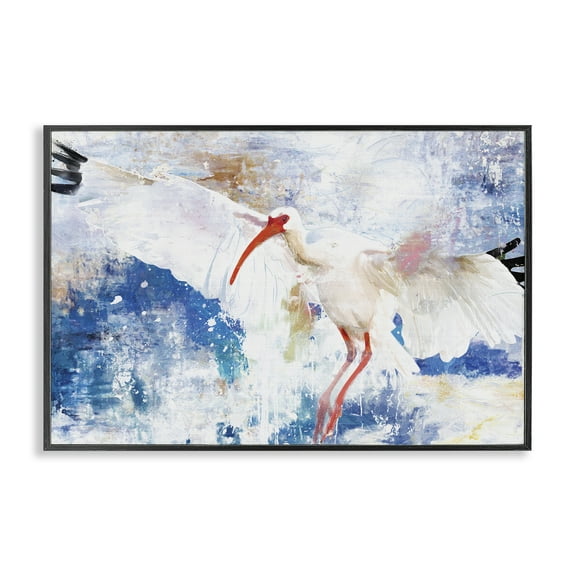 Stupell Industries Flying Stork Bird Animals Painting Black Framed Art Print Wall Art, 18 x 12