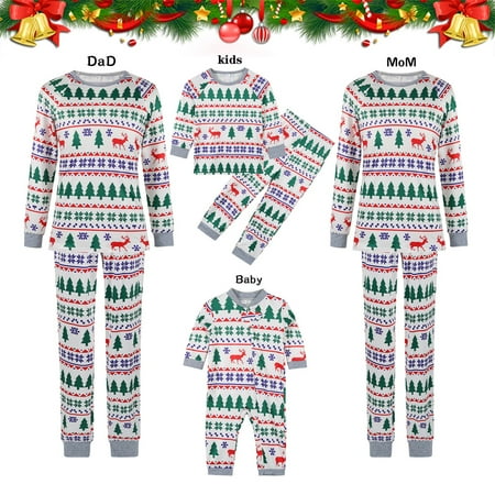 

XIAOFFENN Christmas Pajamas For Family Family Christmas Pjs Matching Sets Jumpsuits Matching Christmas Pjs For Family Long Sleeve Pajamas Two-piece Mom Set