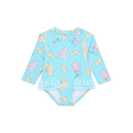 Character Baby Girl Long- Sleeve Ruffle Rash Guard Swimsuit, One- Piece, Sizes 0M-12M
