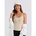 thumbnail image 4 of Unique Bargains Women's Ribbed Slim-Fit Camisoles Deep V Neck Comi Tank Tops L Beige, 4 of 6