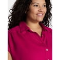thumbnail image 4 of Terra & Sky Women's Plus Linen Blend Camp Shirt, Sizes 0X-5X, 4 of 5