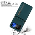thumbnail image 6 of Allytechgroup Wallet Case for Samsung Galaxy Z Flip 4 with Crossbody Strap, Premium PU Leather Zipper Pocket Shockproof Cards Holder Phone Case for Women Girls, Darkgreen, 6 of 8