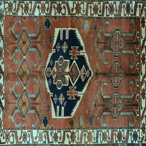 Ahgly Company Indoor Square Persian Light Blue Traditional Area Rugs, 7' Square