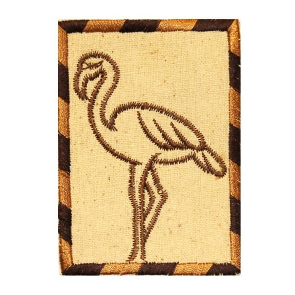 ID 0327 Flamingo Drawing Patch Bird Emblem Embroidered Iron On Badge Applique