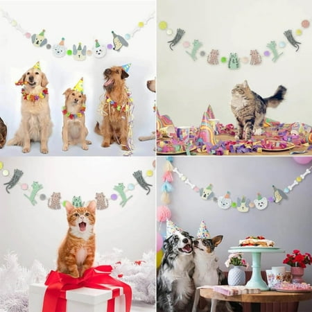 

Holiday Pendants Pet Birthday Party Cat Birthday Pull Flags Decorate The Venue Layout Hangs Light blue
