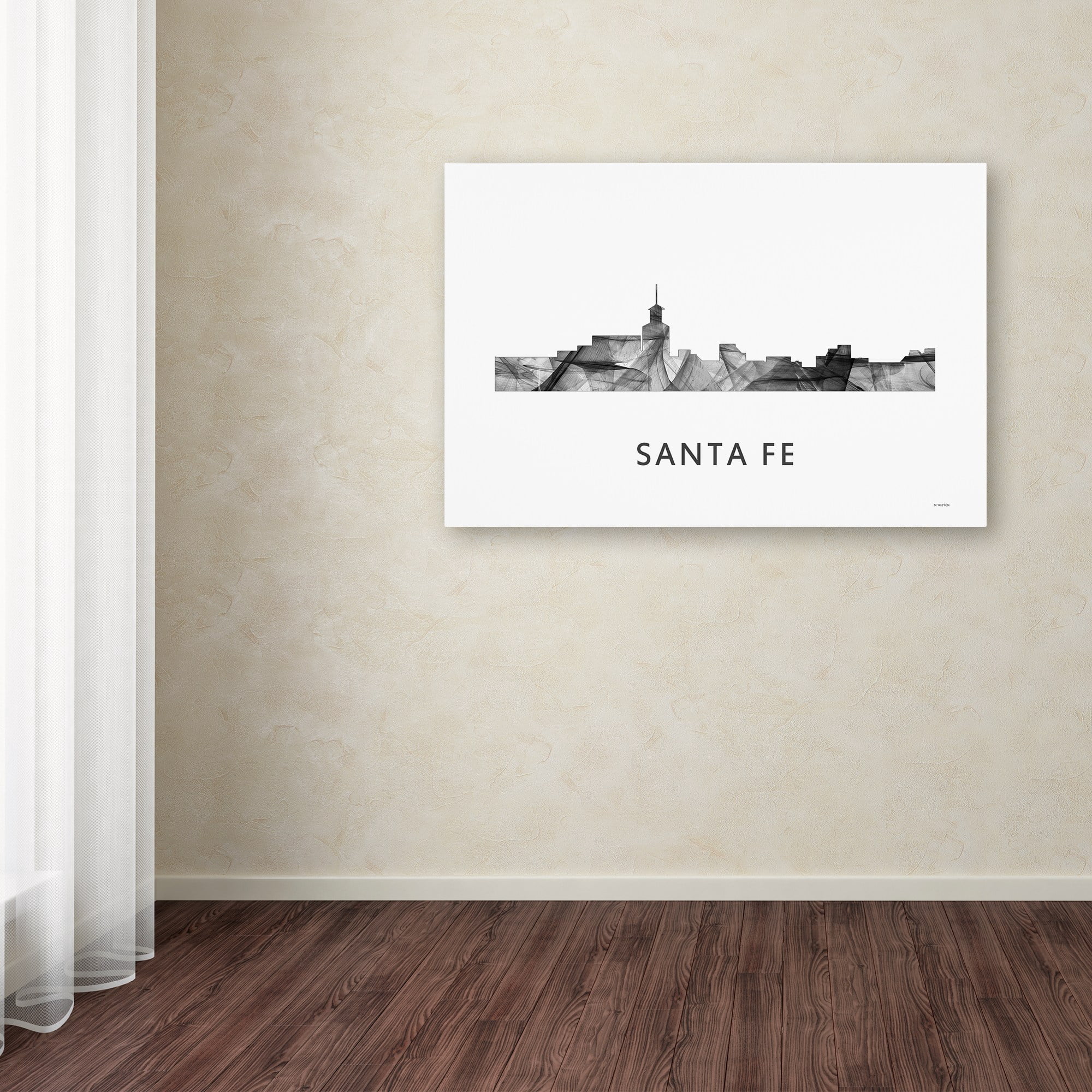 Trademark Fine Art 'Santa Fe New Mexico Skyline WB-BW' Canvas Art by Marlene Watson