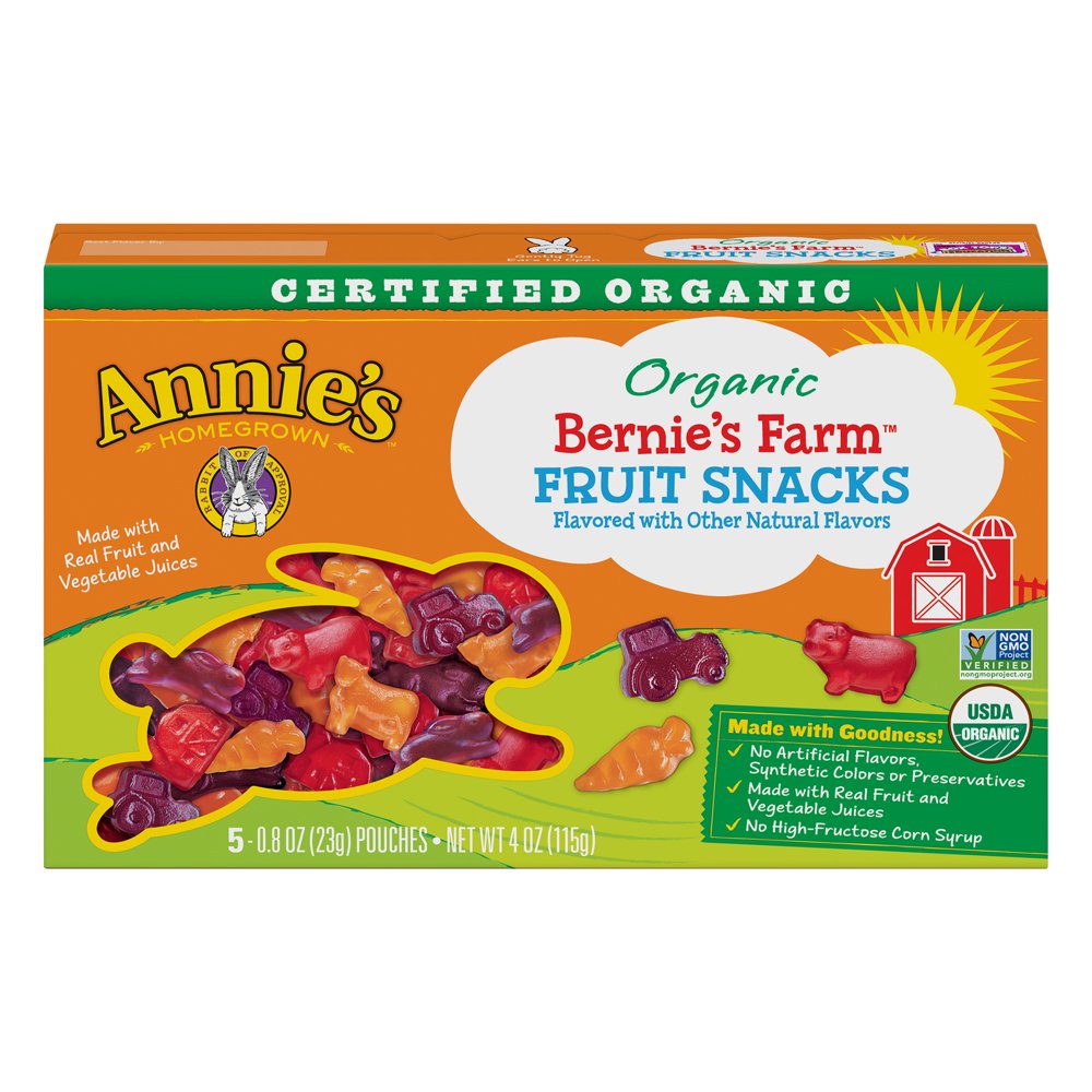 Annie's Organic Bernie's Farm Fruit Snacks, Gluten Free, 5 ct, 4 oz