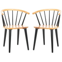 SAFAVIEH Blanchard Contemporary Wood Solid Dining Bistro Chair, Natural/Black (Set of 2)