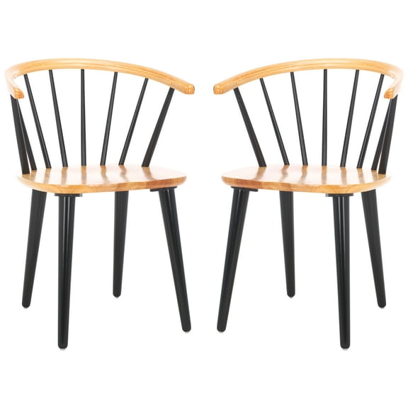 SAFAVIEH Blanchard Contemporary Wood Solid Dining Bistro Chair, Natural/Black (Set of 2)