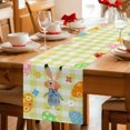 thumbnail image 4 of Spring Easter Cotton Linen Table Runner for Dining Kitchen, Yellow Plaid Bunny Colorful Eggs Floral Wedding Outdoor Party Tablerunners Decoration, Dresser Scarf Coffee Tablecloth Runners 13x72 Inches, 4 of 8