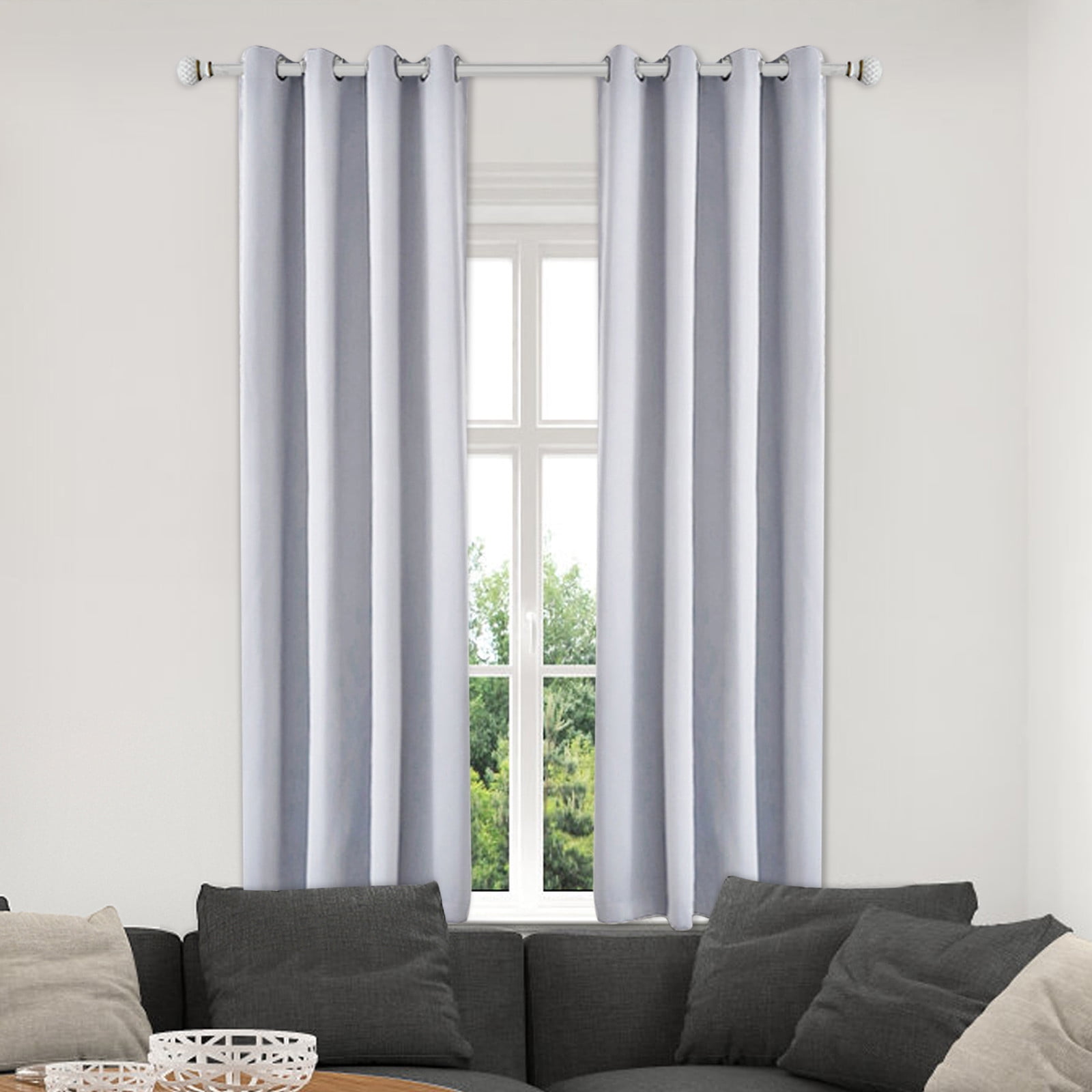 Blackout Curtains 52 x 84 inches Long Gray Curtains Set of 2 Panels Thermal Insulated Room Darkening Curtains for Bedroom