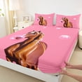 thumbnail image 3 of Homewish Animal Horse 4 Pieces Queen Sheet Sets for Teens Boys Girls,Pink Brown Ultra Soft Flat Sheet,Rustic Farmhouse Queen Fitted Sheet,Ultra Soft Home Decor, 3 of 7