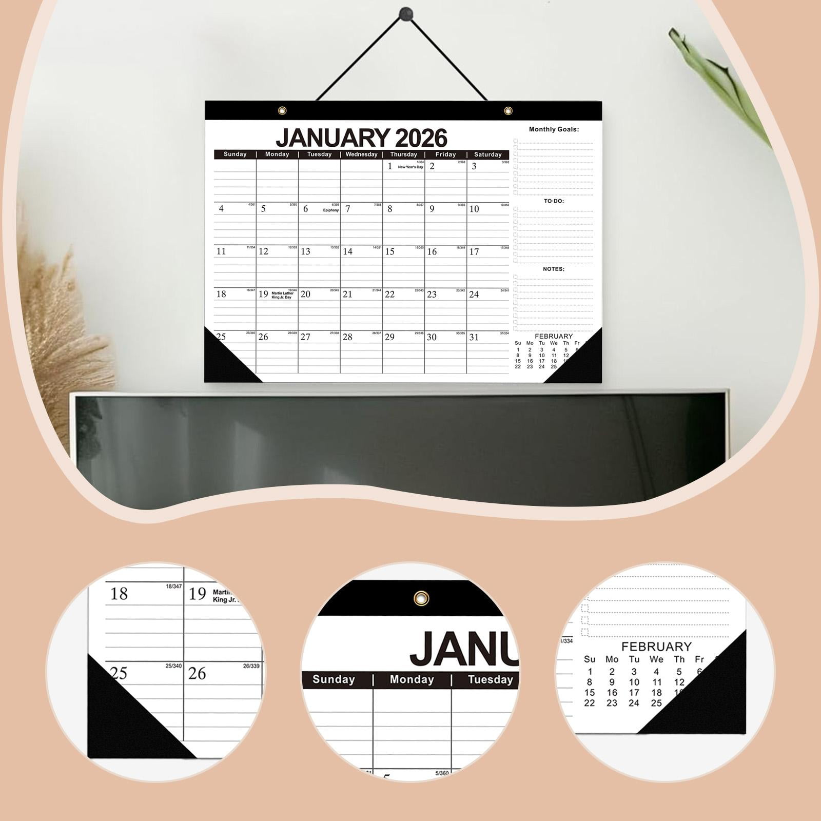 2026-2027 Desk Calendar 18 Months Planner with Notes Section and Goals for Classroom Office Home Tabletop Scheduling