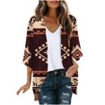 thumbnail image 2 of Leesechin Women's Tribal Aztec Print Sweater Open Front Knitted Jacquard Cardigan Sweater, 2 of 5