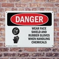 thumbnail image 4 of (2 Pack) Wear Face Shield And Rubber Gloves Chemicals OSHA Danger Sign 10 Inch X 7 Inch Indoor / Outdoor Rust-Free Aluminum Metal Signs for Workplace, Workshop, and Construction Site,, 4 of 8