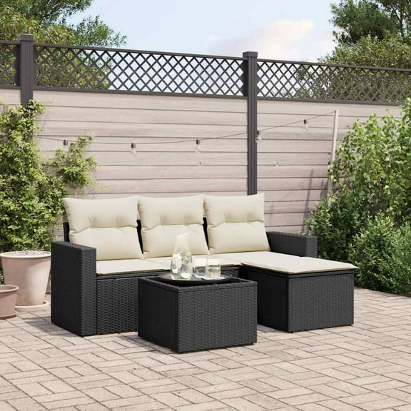 vidaXL Garden Sofa Set Black, Cream white