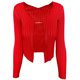 thumbnail image 4 of Femmes col en V profond haut maigre chaîne Cardigan décontracté ouvert devant chemise pull hauts, 4 of 9