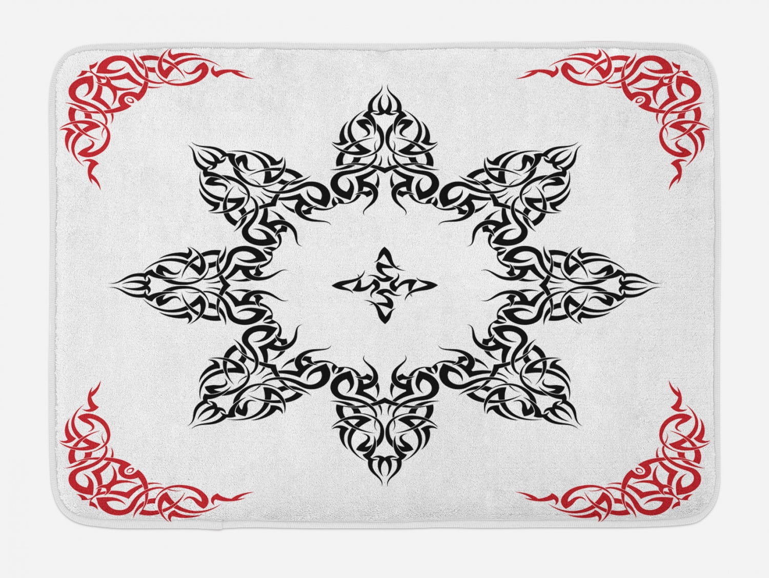 Tribal Bath Mat, Ethnic Style Tattoo Circular Vector Art Leaves like ...