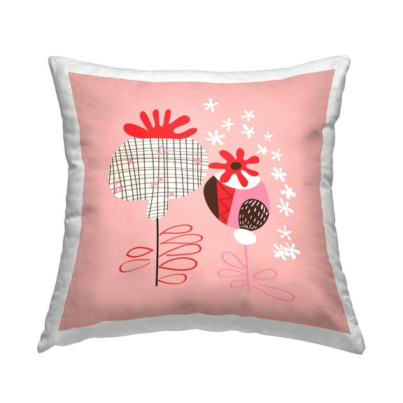 Stupell Industries Abstract Pink Plants Decorative Printed Throw Pillow, 18 x 18