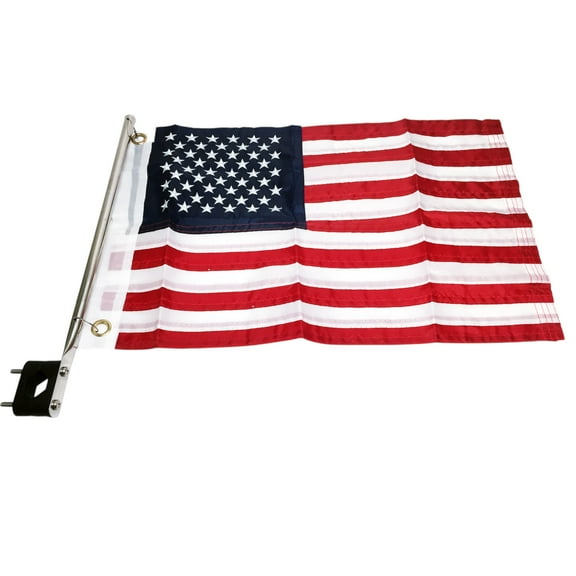 Pactrade Marine Boat American Flag USA Stainless Steel Pole Rail Mount 15-3/16"