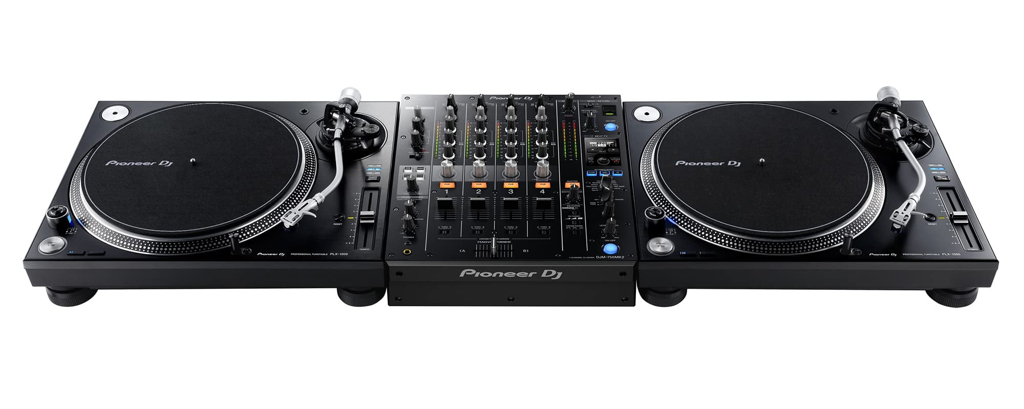 Pioneer DJM-750MK2 4-Channel DJ Mixer - Bundle with TRS Cable, 2 XLR Cables, and Austin Bazaar Polishing Cloth