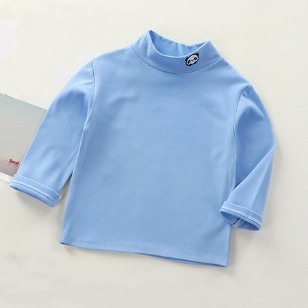 

kpoplk Toddler Kids Girls Long Sleeve Basic Inside T Shirt Casual Tees Shirt Tops Solid Cloths Summer T Shirts for Girls(Light Blue)
