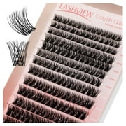 LASHVIEW Cluster Lashes 196pcs D Curl Eyelash Clusters Reusable Individual Lashes Cluster Super Soft Thin Band to Use at Home(703 10-16mix)