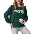 thumbnail image 6 of larppty Womens Merry Christmas Sweaters Long Sleeve Sweater Loose Fit Pullover Top Christmas Holiday Sweaters (Dark Green, XL), 6 of 6