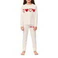 thumbnail image 3 of CPNG Boys Girls Home Clothing Nightwear Set Heart Print Long Sleeve Crewneck T Shirt and Pants 2 Pcs Outfits Set(Beige,5-6 Years), 3 of 4