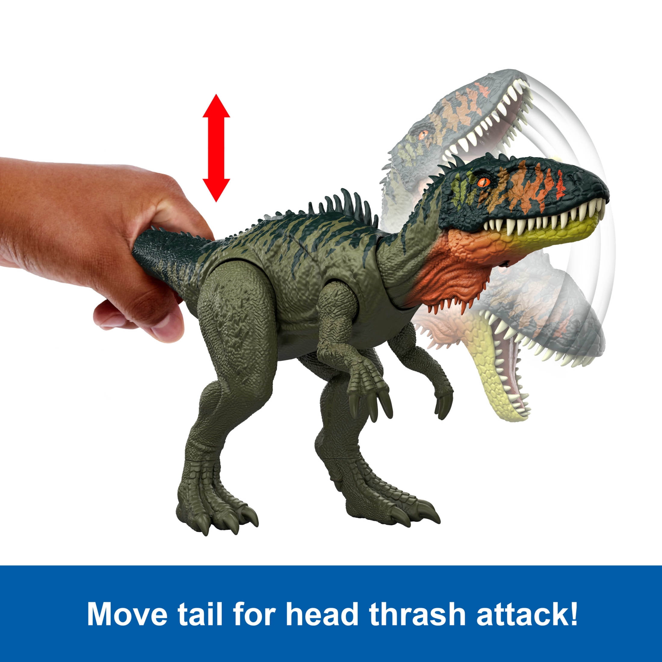 Jurassic World Rebirth Gigantic Thrashers Tyrannotitian Dinosaur Figure Toy, Tail Activated Attack