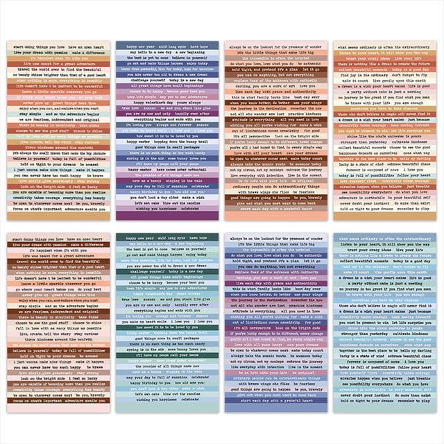 facefd Pack of 8 Small Talk Stickers Self Adhesive Decorative Text Saying Sheet Scrapbooking Greeting Card Diary Notebook Wall