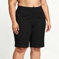 thumbnail image 5 of ZToonmas Women's Plus Size High Waist Pull on Bermuda Shorts Stretch Waist Straight Leg Knee Length Casual Golf Walking Shorts with Side Pockets, 5 of 8