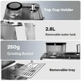 thumbnail image 3 of Professional 20 Bar Expresso Machine – Built-in Grinder. 30 Grind Settings – Milk Frother. PID Temp Control. 2.8L Tank – Ideal for Latte. Cappuccino, 3 of 8