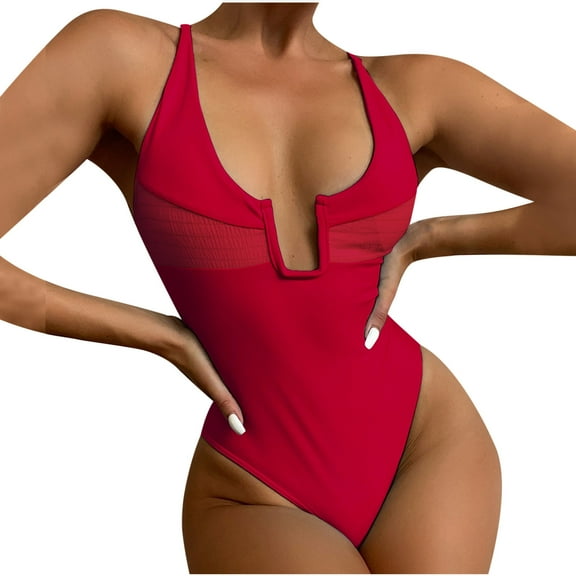 VerPetridure One Piece Bathing Suits for Women Women's Bikini Solid Set Swimsuit One Piece Filled Bra Swimwear Beachwear