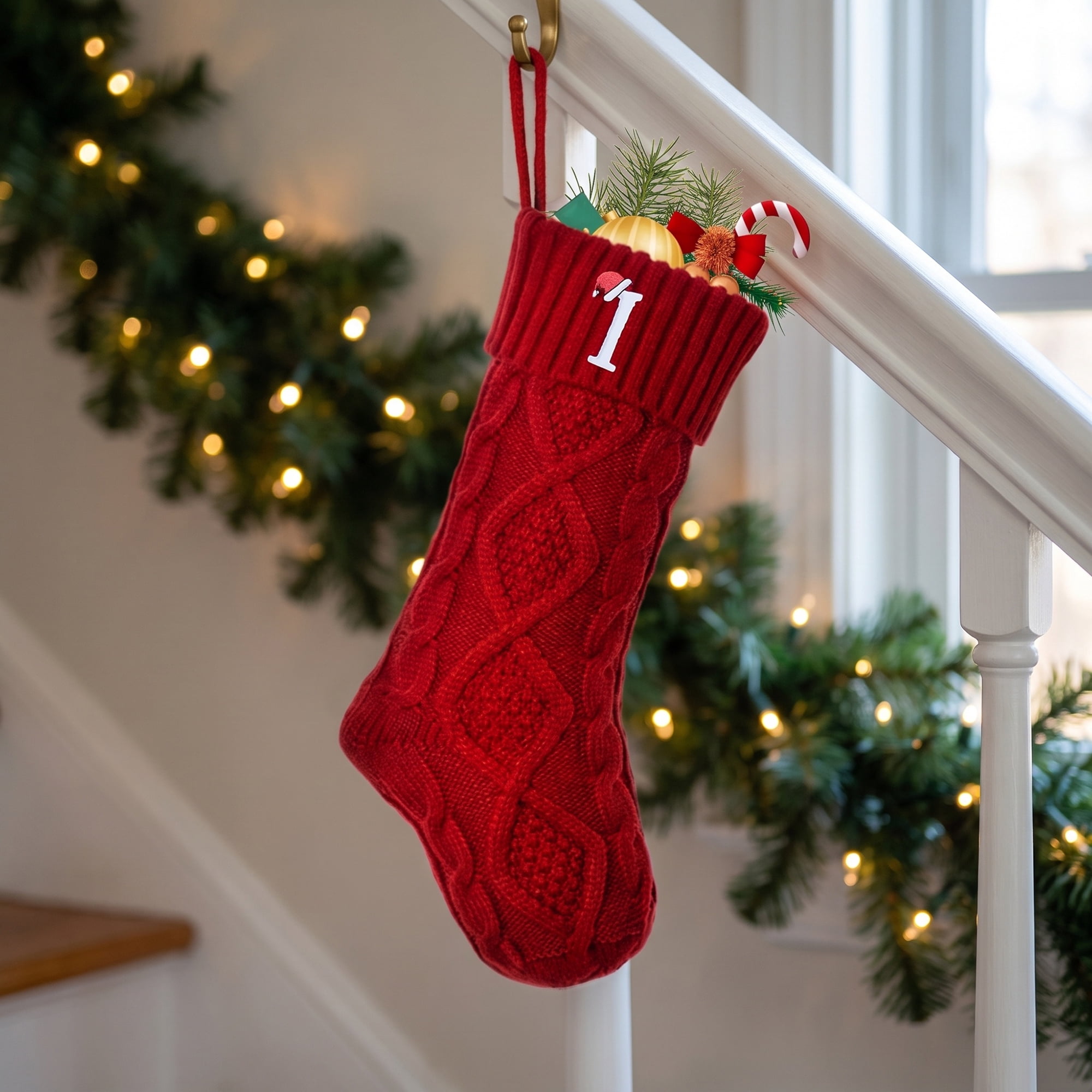 Unique Bargains Canine Bone Christmas Stocking Luxury Puppy Holiday Keepsake Sack Red Letter I 17"