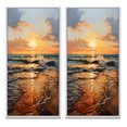 thumbnail image 2 of Designart "Orange Blue Sunrise On The Beach I" Sunrisesunset Framed Wall Art Set Of 2 - Orange Landscapes Gallery Wall Frame Set For Home Decor, 2 of 7