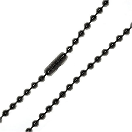 Thick Rolo Chain - TierraCast Black Finish Ball Chain Necklace, with Connector Clasp 2.4mm Thick, 30 Inches, Gun Metal