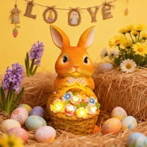 Garden Solar Figurines Rabbit Carrying Flower Basket Statue LED Light Outdoor Animal Bunny Statue for Patio Yard Lawn Gardening,Wife Valentine's Day Gift Birthday Gift