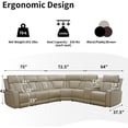 thumbnail image 2 of AYCP Power Recliner Sofa Sectional Couches with LED Light for Living Room,Leather Reclining Corner Sectional Sofa with 2 Recliner Seats,Cup Holder,Storage Console for Home Theater Seating, Paddy, 2 of 6